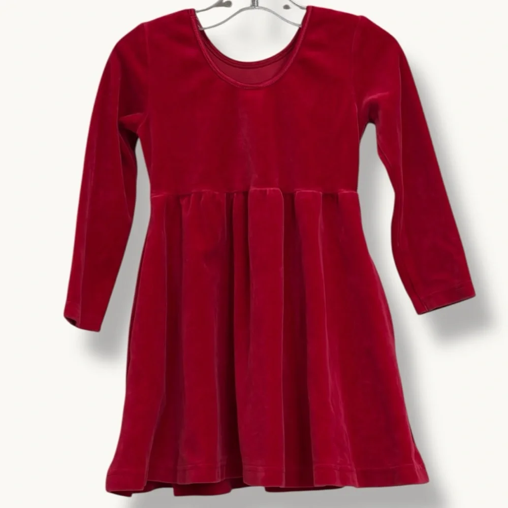 Hanna Andersson Red Velour Skater Dress Toddler Girls Size 3T 90cm Holiday Twirl